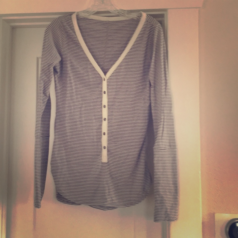 Lululemon striped white and Grey long sleeve top